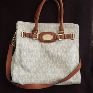 Micheal Kors Hamilton logo monogram leather tote